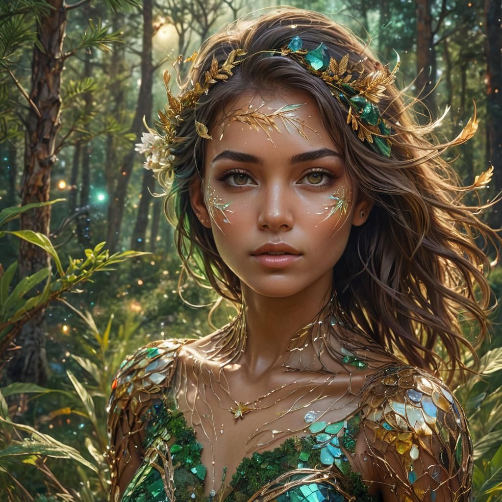 Earth Soul in Glass Body, Holographic Astral Illustration