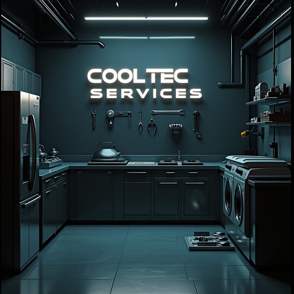 Cinematic Poster of Cooltec Services in Industrial Futurism...