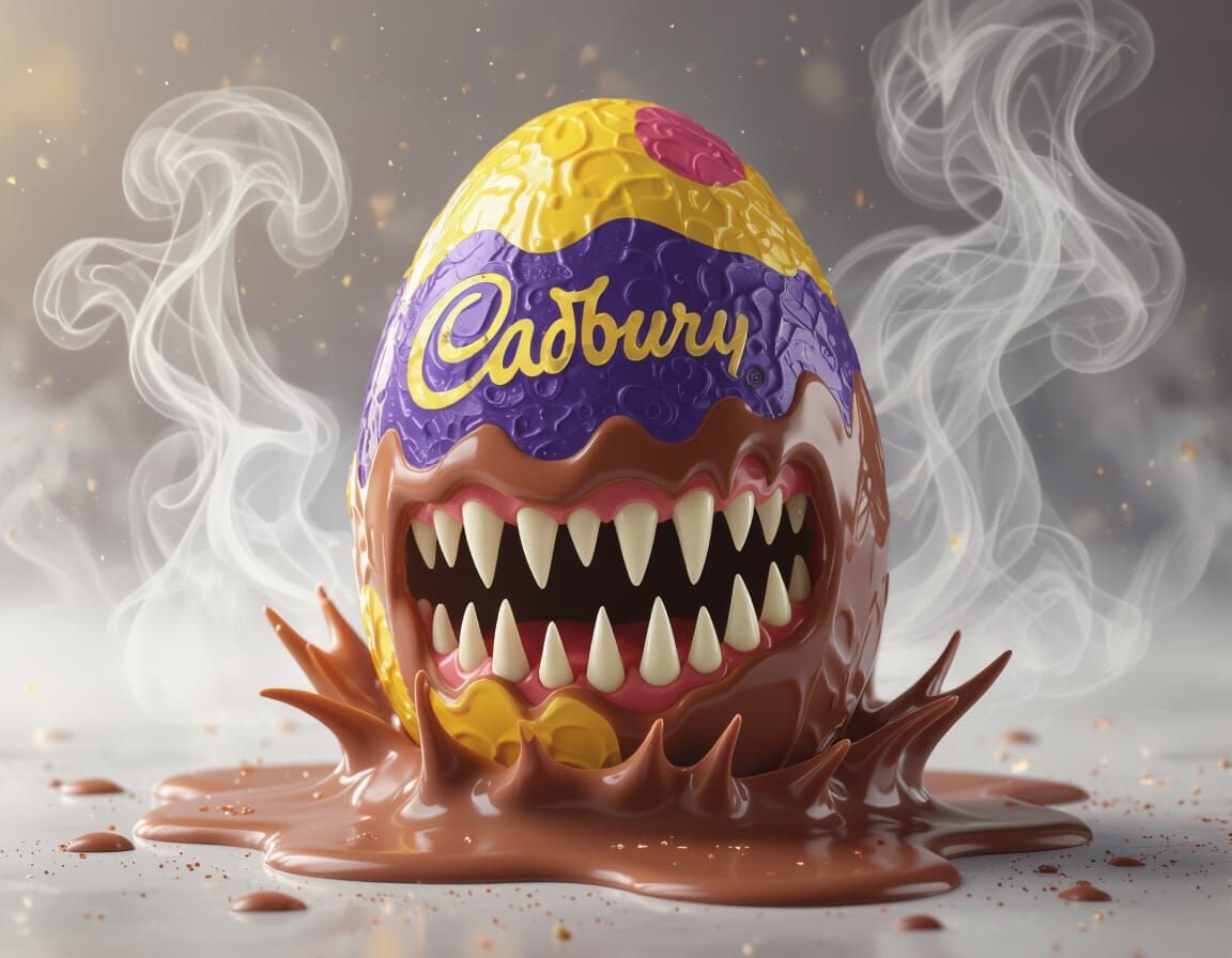Leaky Cadbury Egg With Fangs And Miasma