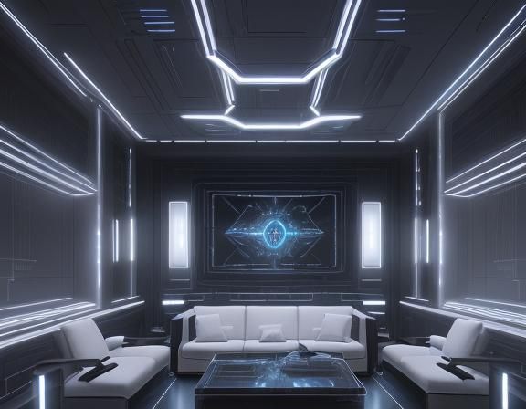 Sleek Sci-Fi Room with Neon Lights