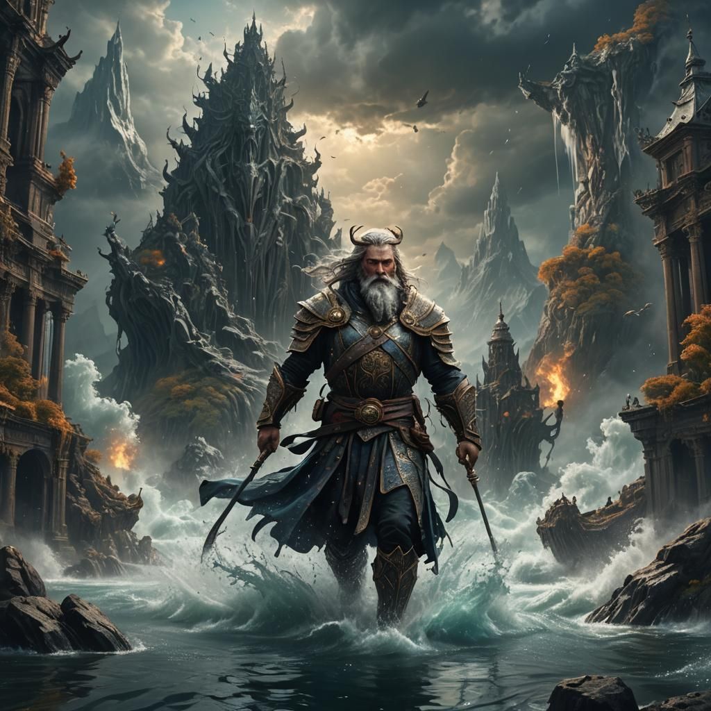 Lord Walking on Water in Detailed Matte Painting