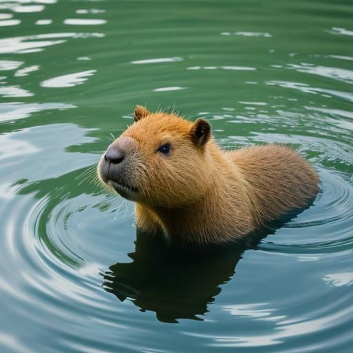 Happy Capybara Floating in Sparkling Water