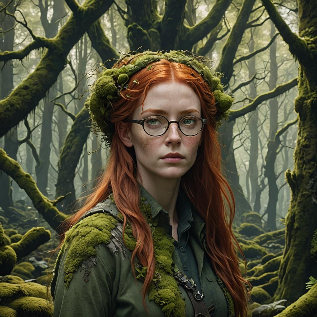Moss-Covered Forest Woman: A Detailed Matte Painting
