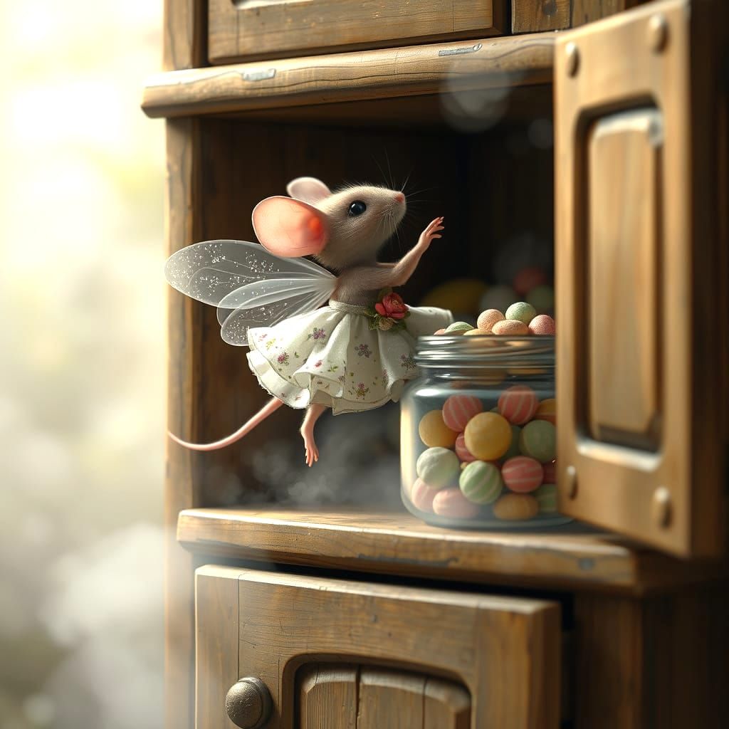 Mouse Balances for Sweets: Ethereal Fantasy Art