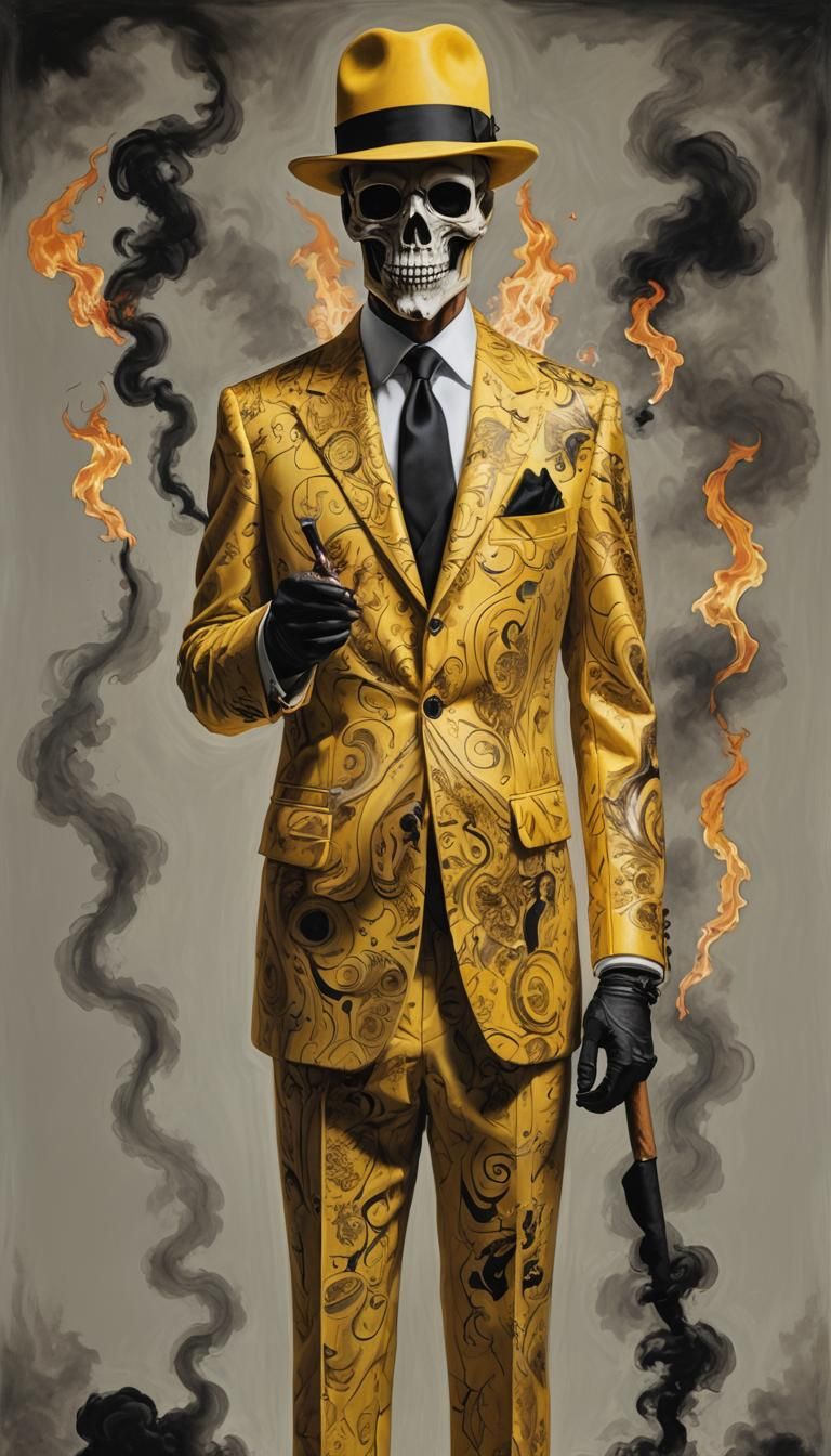 Surreal Portrait of Death Smoking a Cigar