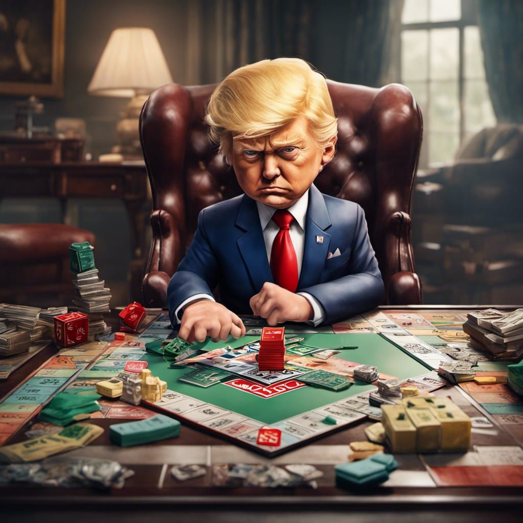 Baby Trump Plays Monopoly: Detailed Matte Painting