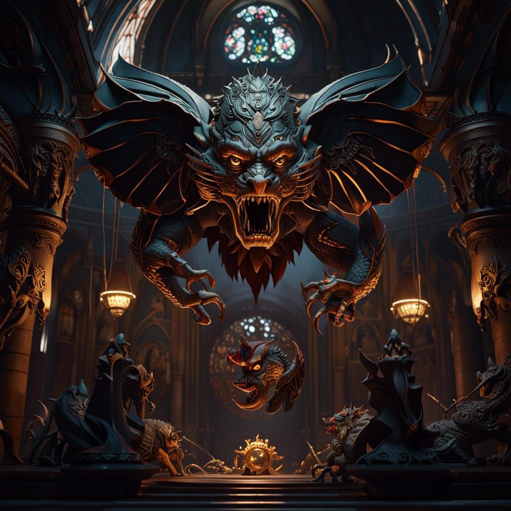 Hyperdetailed Chimera in Dark Fantasy Style