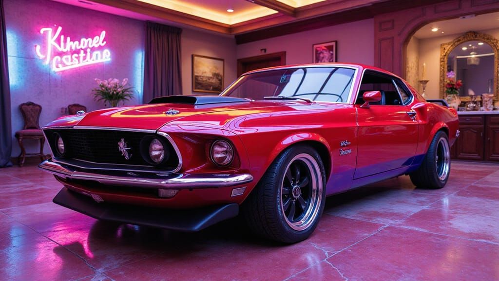 Chopped 1969 Mustang in Luxury Showroom