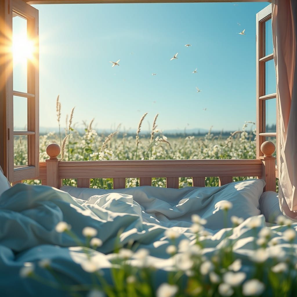 Daisy Wakes Up on a Summer Meadow