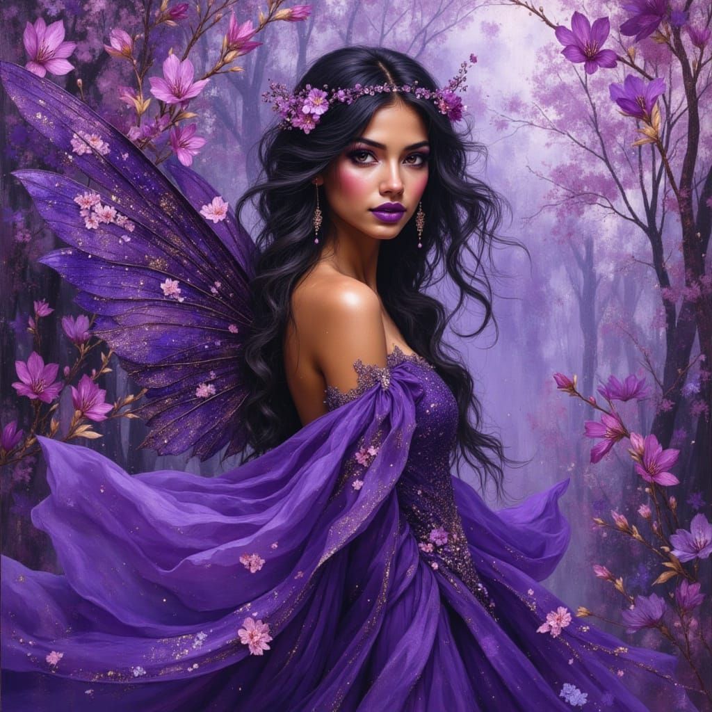 Baroque Fairy Princess in Enchanted Violet Woods