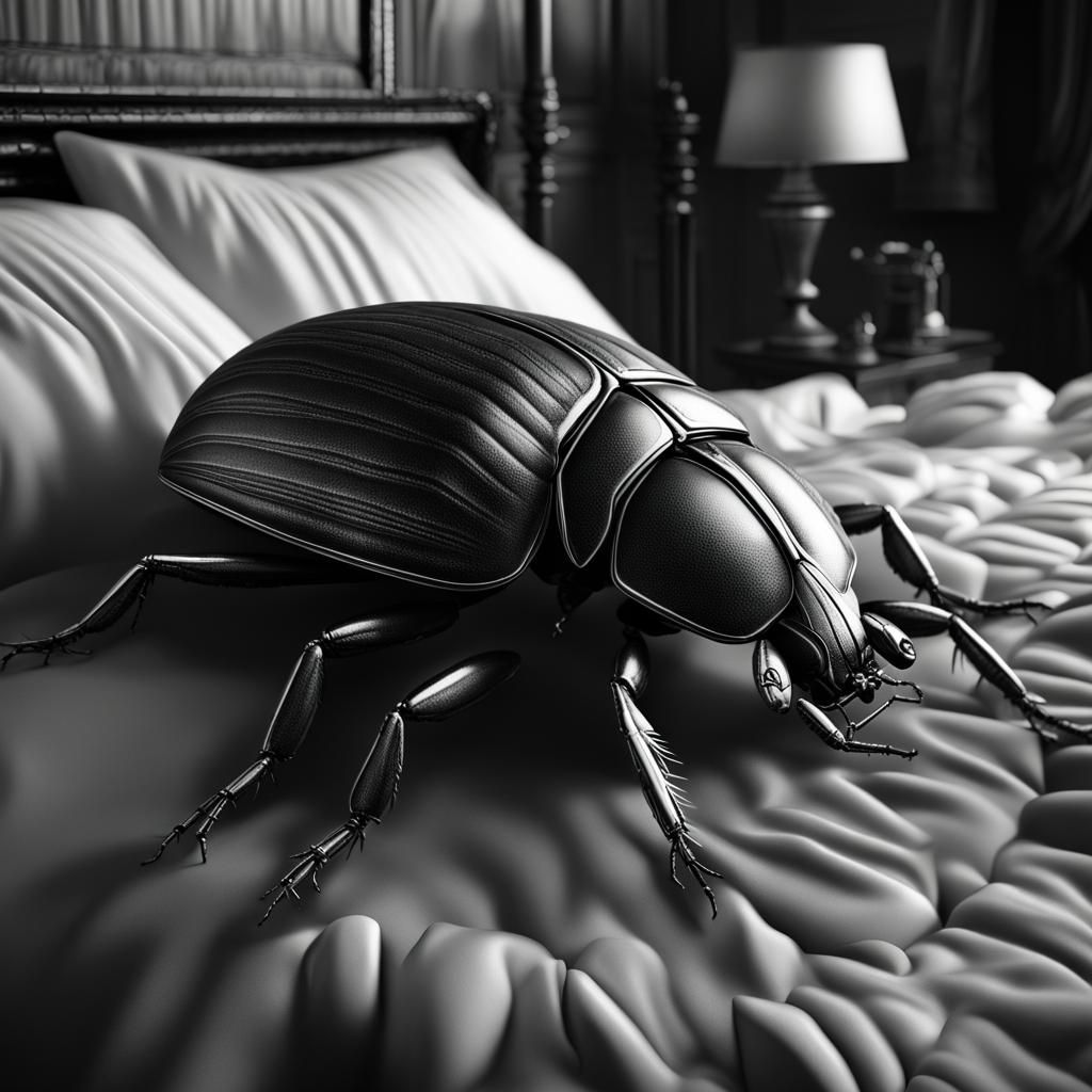 Kafka's Metamorphosis: Beetle in Bed, Black and White