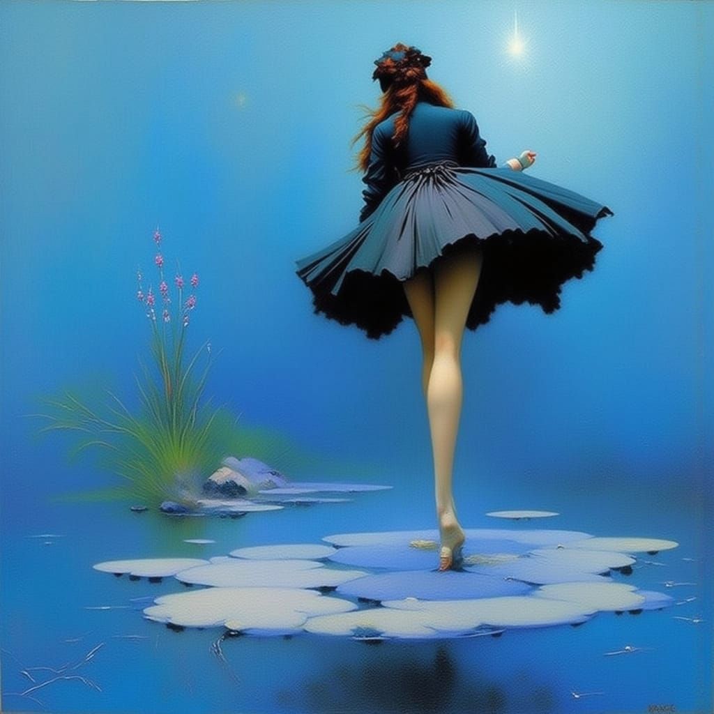 Abstract Blue Composition with Lora Effects