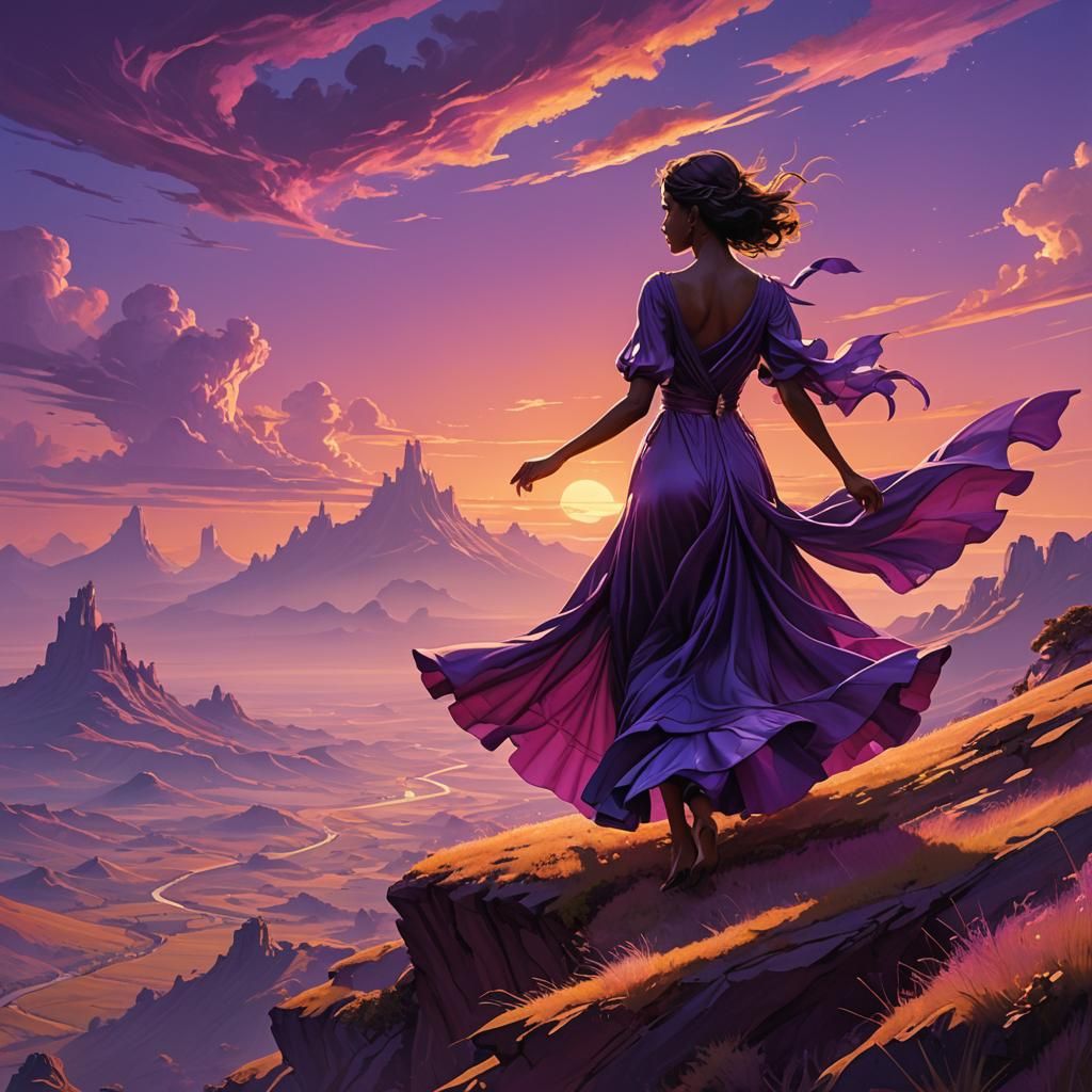Fantastical Dancer Under Sunset: Matte Painting
