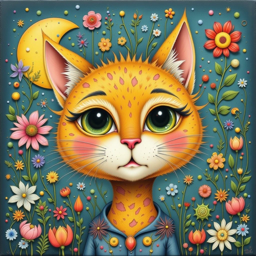 Whimsical Anthropomorphic Cat