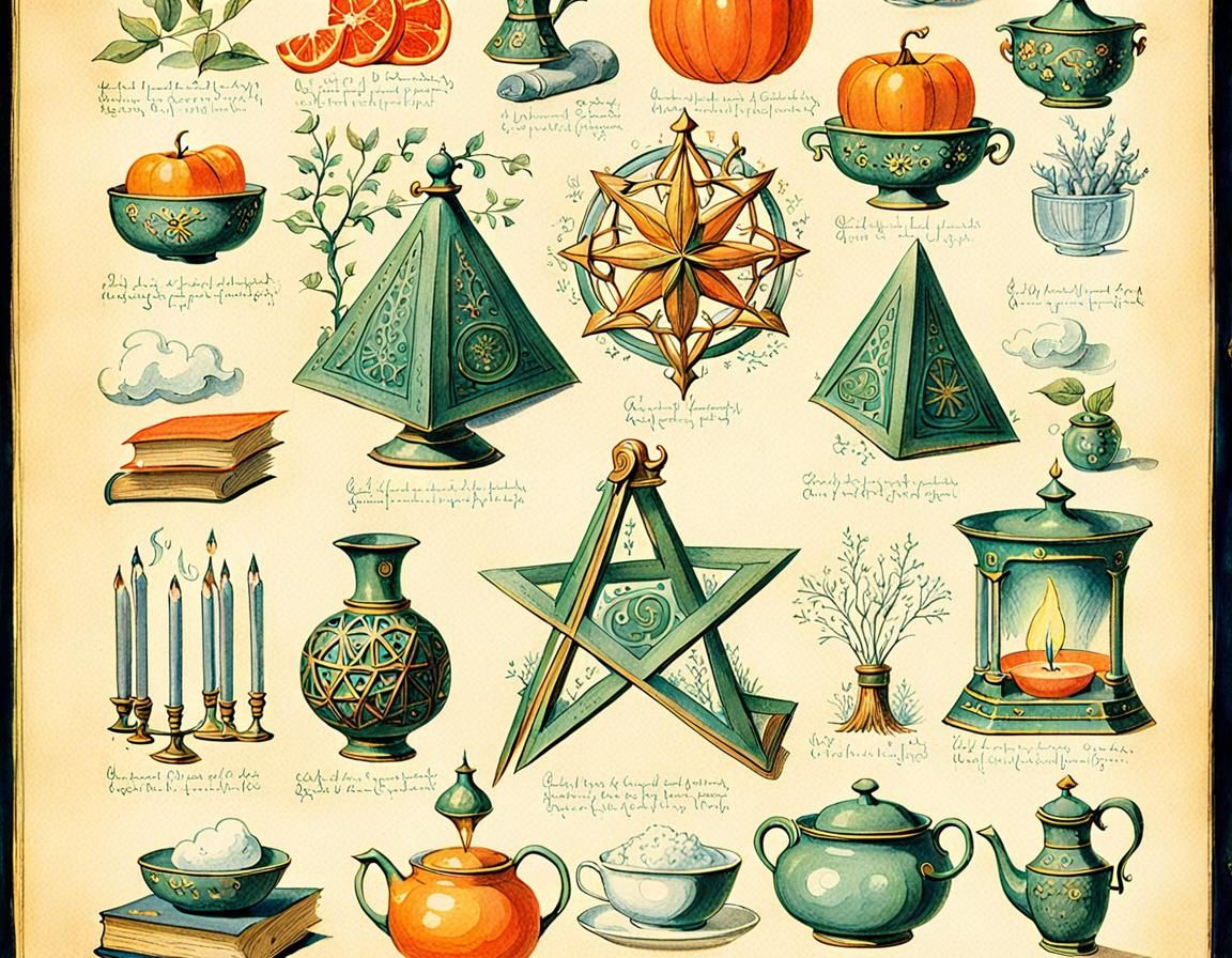 Vintage Magic Book Page with Rituals in Pencil