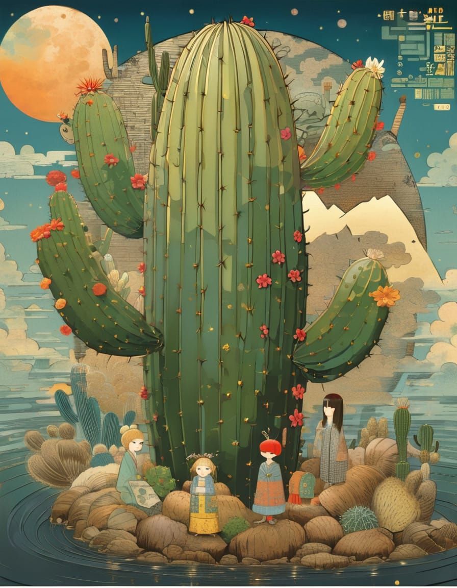 Surreal Cactus in Bright Colors