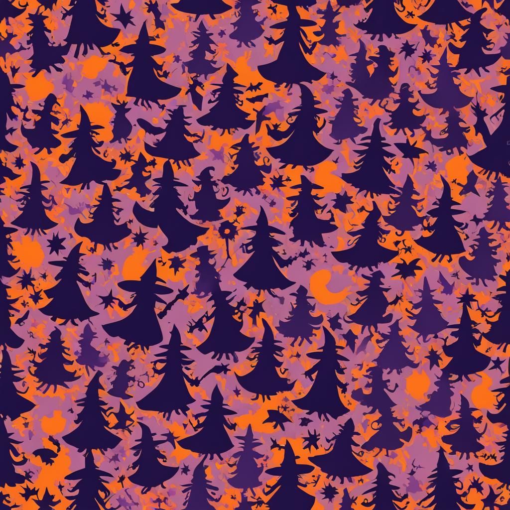 Witch Silhouettes in Pop Art Style