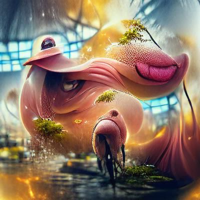 Steampunk Lickitung Character in Macro Nature Photography