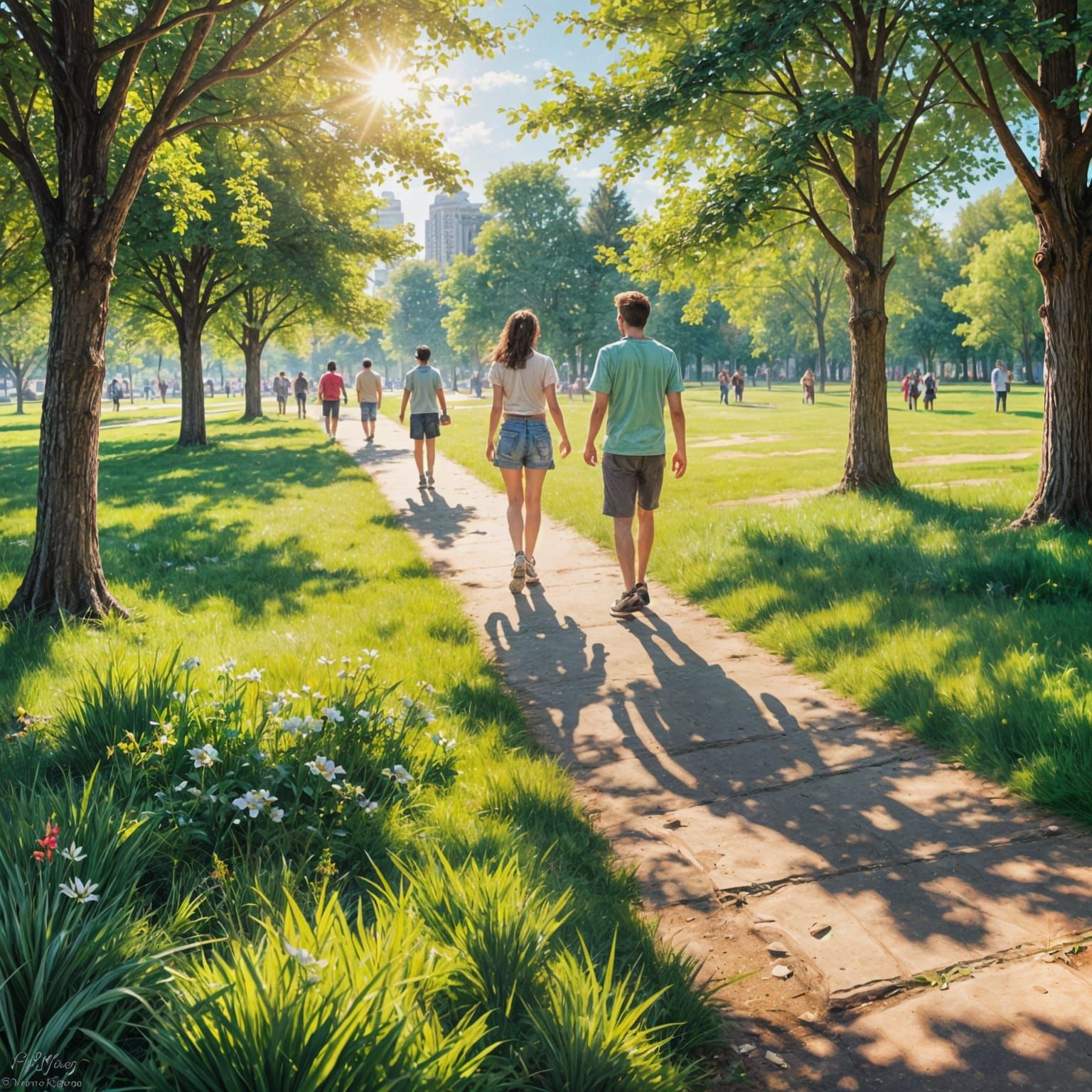 Saturday in the Park Landscape Oil Painting