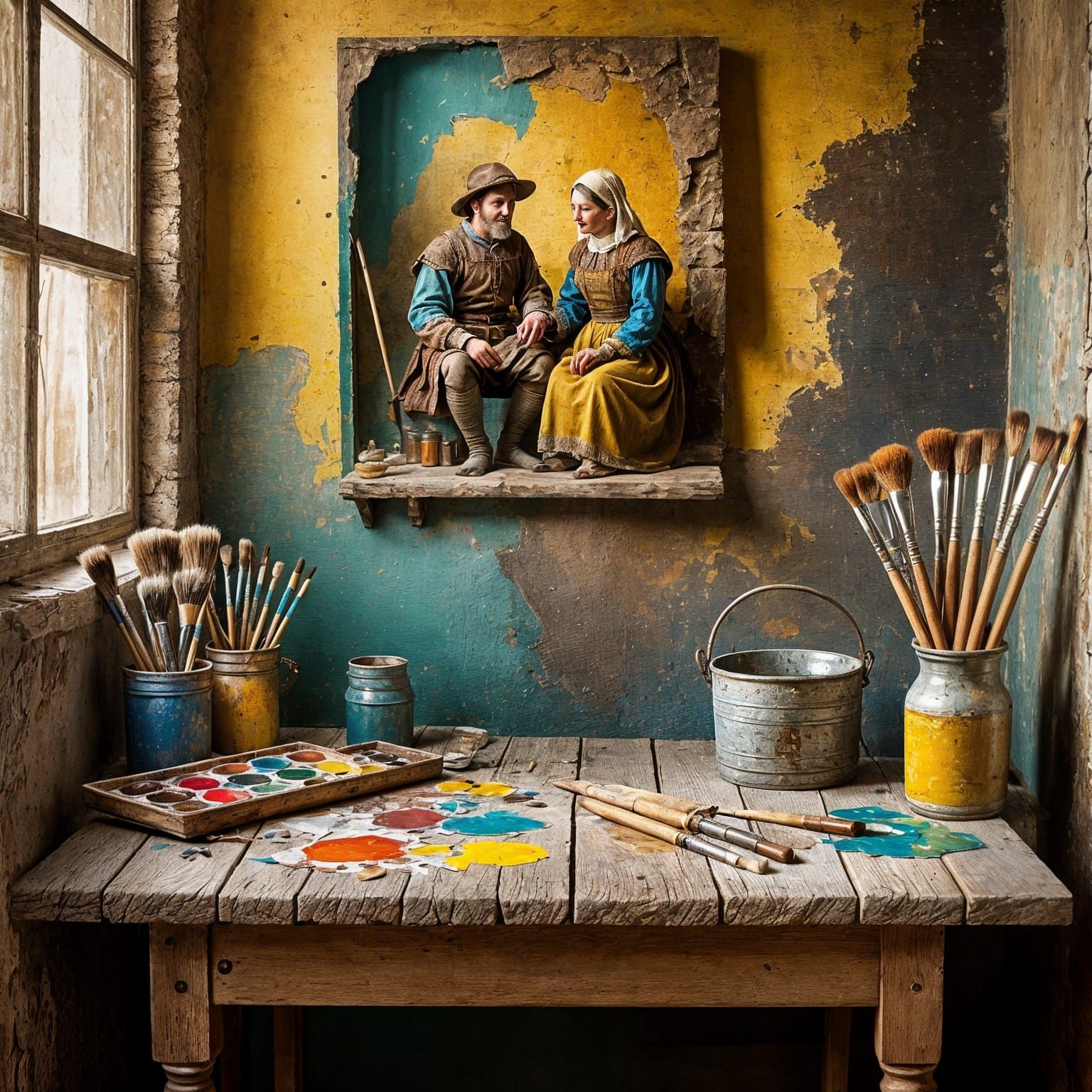 Vintage Parchment with Medieval Scene