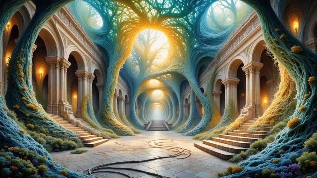 Kaleidoscopic Courtyard with Peacock Mosaics