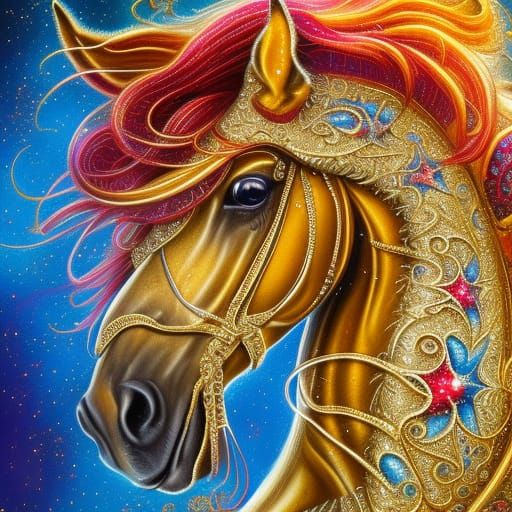 Glistening Fractal Horse on a Carousel