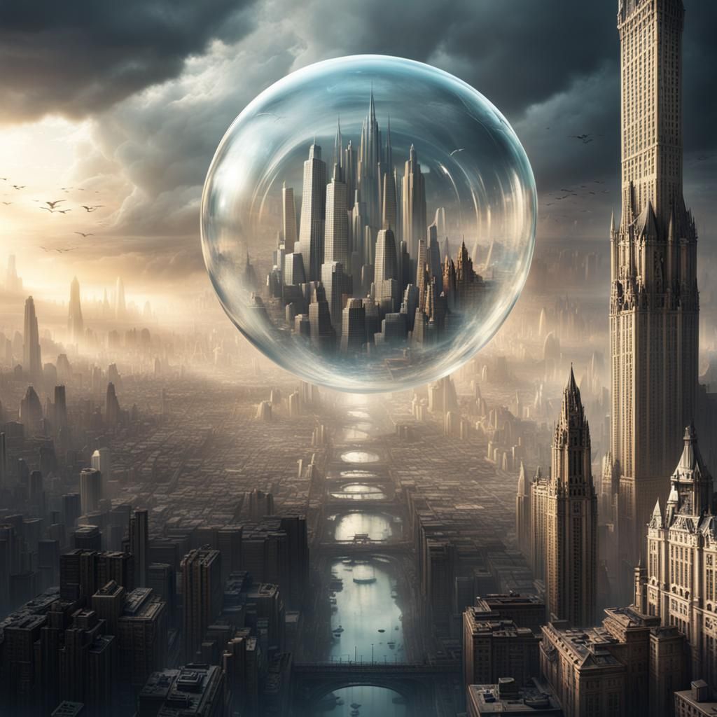 Epic City Encased in a Vast Bubble
