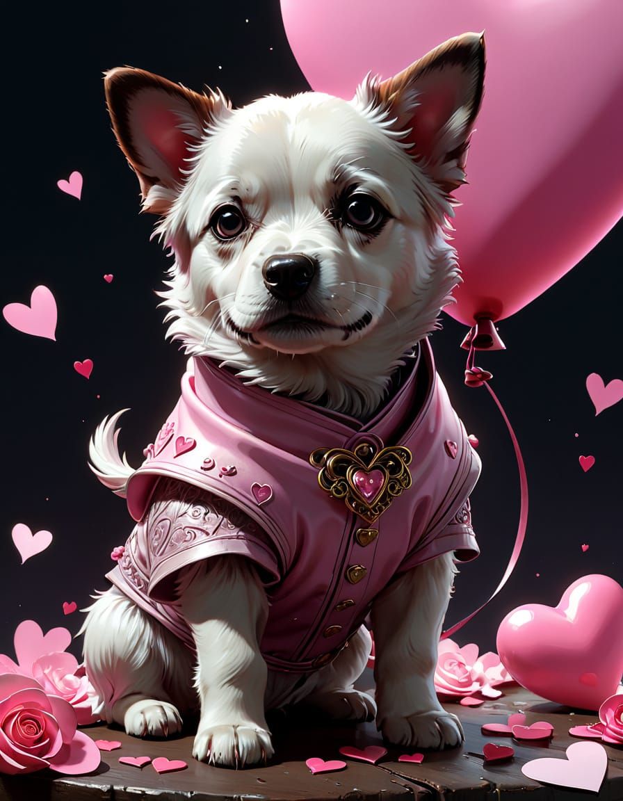 Surreal Baby Amstiff Dog in Pastel Hues, Digital Painting