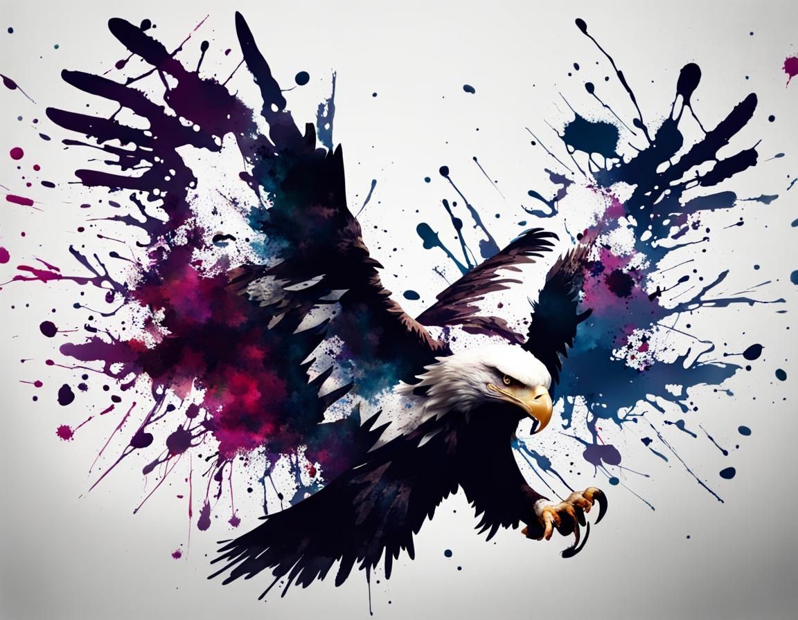 Eagle Created from Ink Splatter
