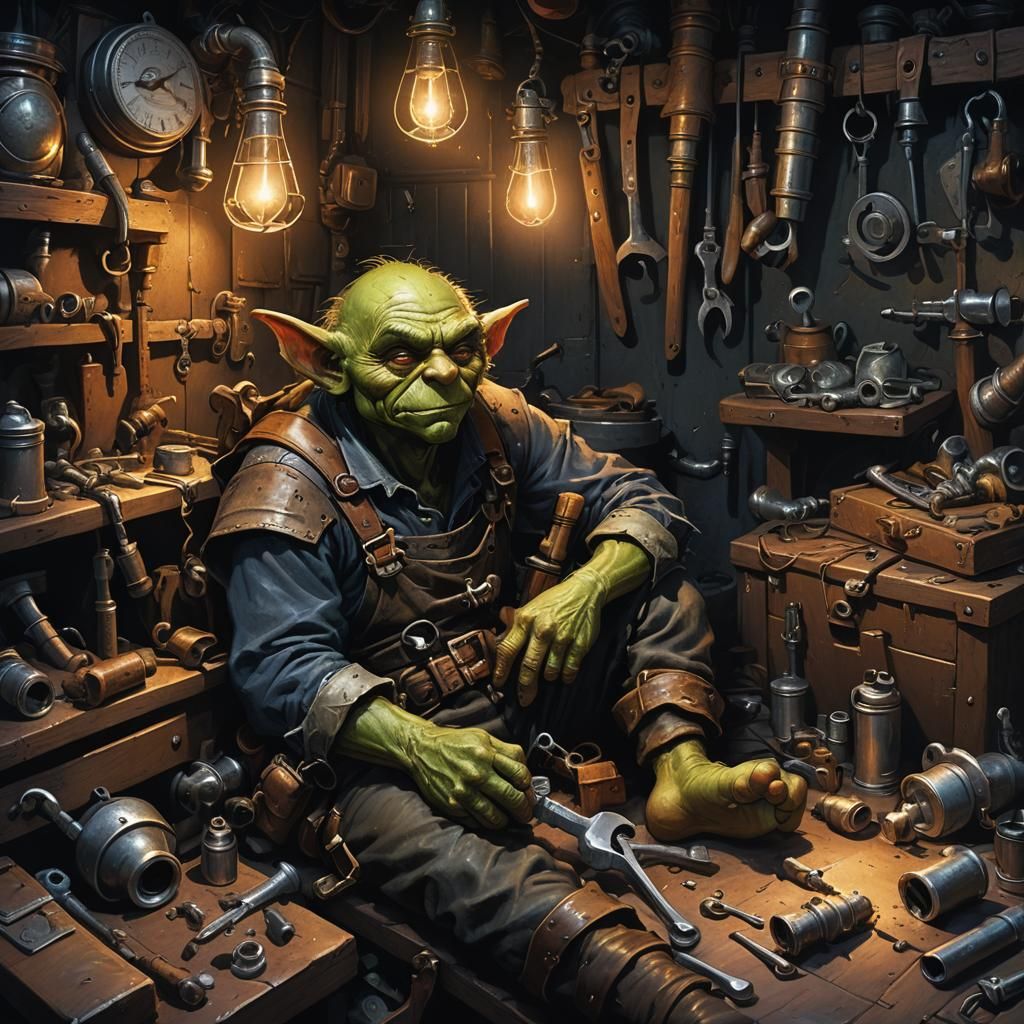 Goblin Plumber Sleeps Amidst Expert Tools