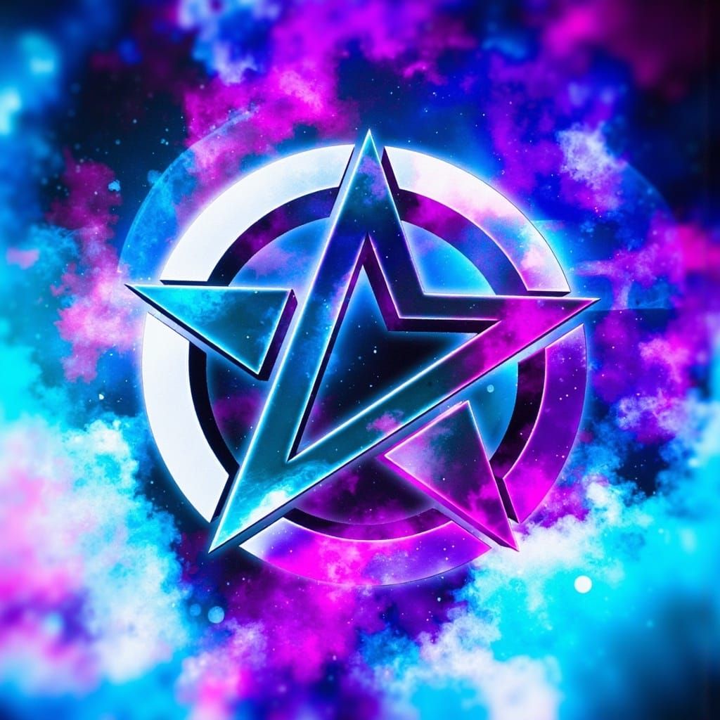 Surreal, Symmetrical Star Logo in Vibrant, Kaleidoscopic Sty...