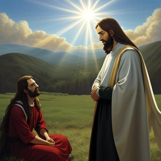 Jesus in Heavenly Temptation with Divine Light