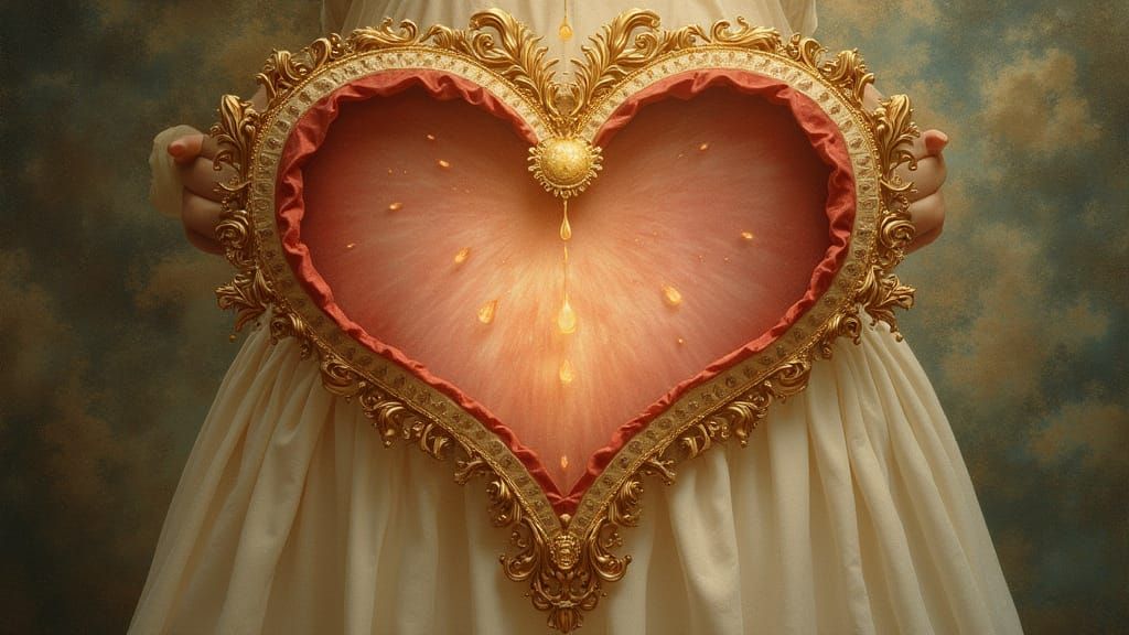 Renaissance Heart with Falling Teardrops
