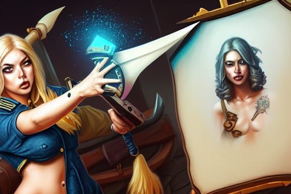 Intimidating Blonde Sailor with Eyepatch in Fantasy Art