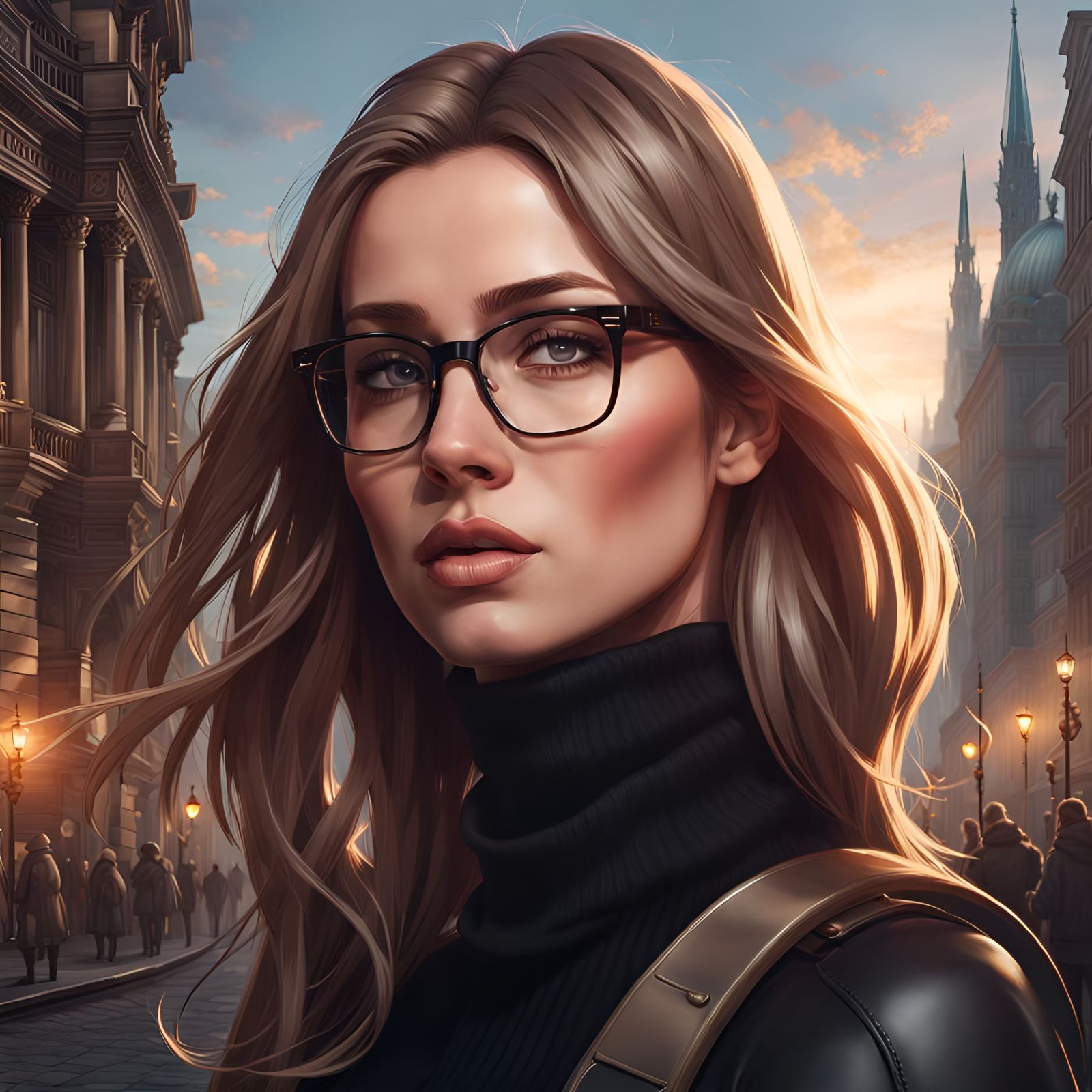 Alluring City Siren in Triadic Splendor