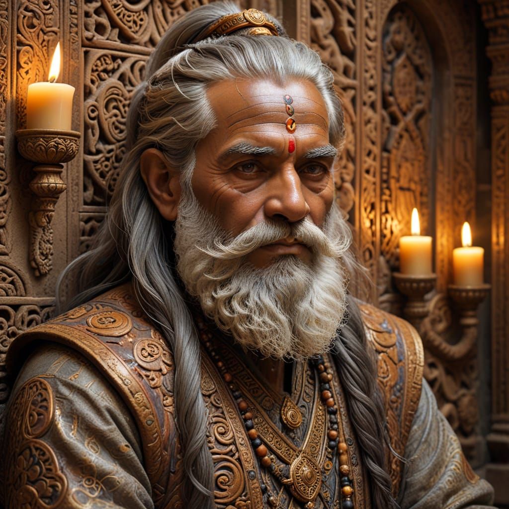 Wise Mystic Master, Hindu Art in Golden Splendor