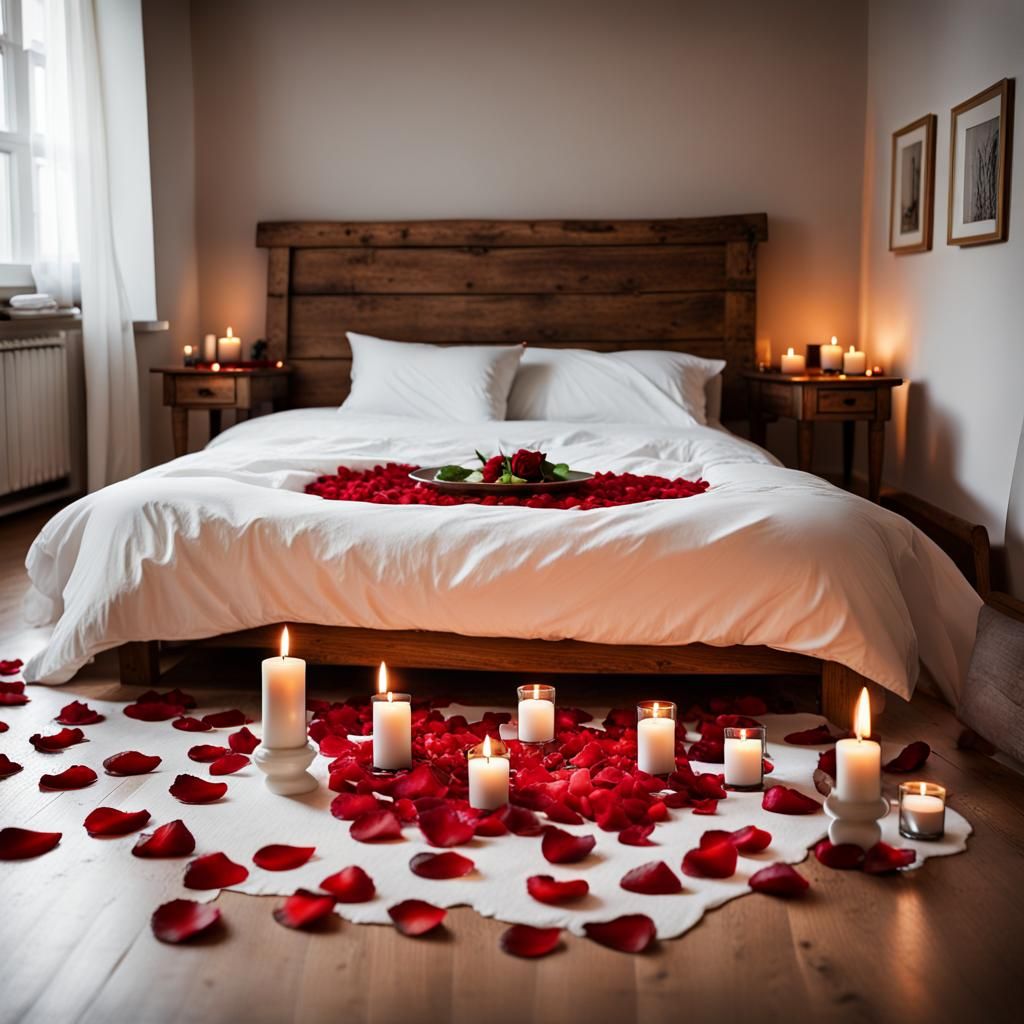 Romantic Scandinavian Bedroom with Aurora Borealis