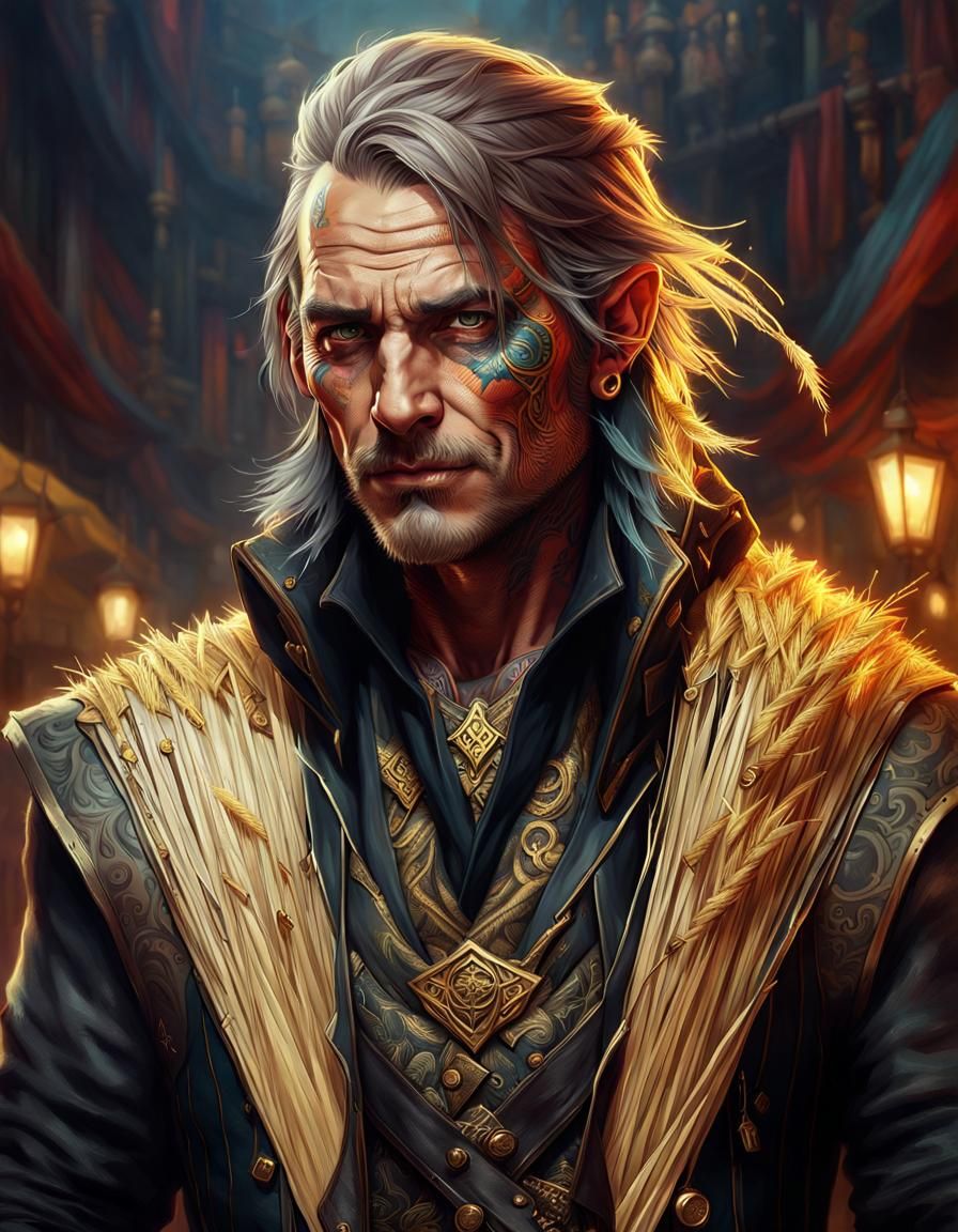 Mythpunk Portrait of Rumplestiltskin in Hyperrealism