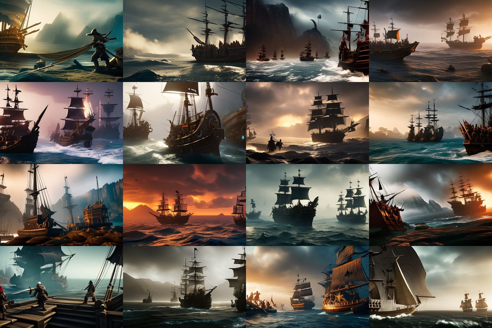 Epic Pirate Battle in Dramatic Style