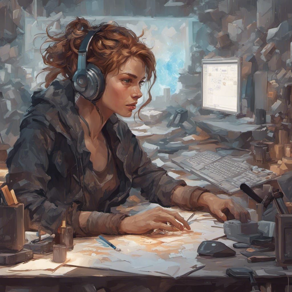 Full-Stack Developer Portrait in Hyperdetailed Concept Art