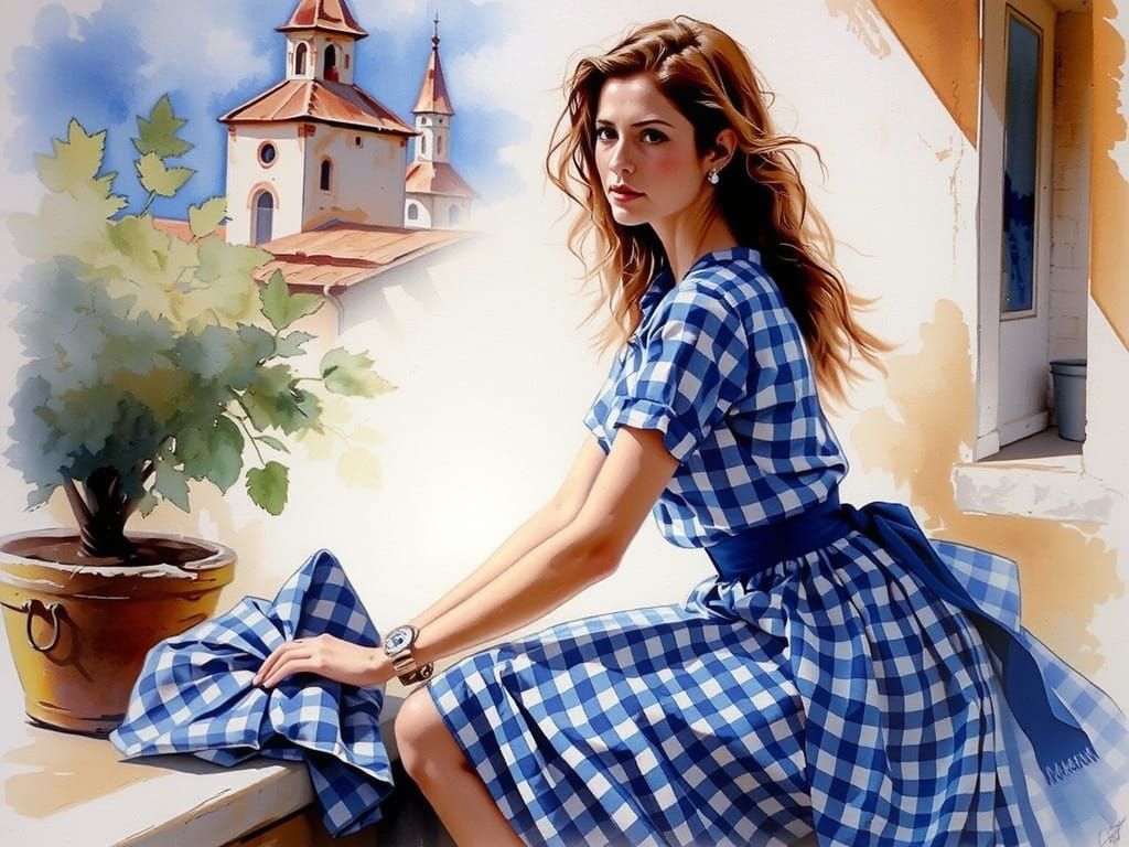 African Beauty in Vibrant Delft Blue