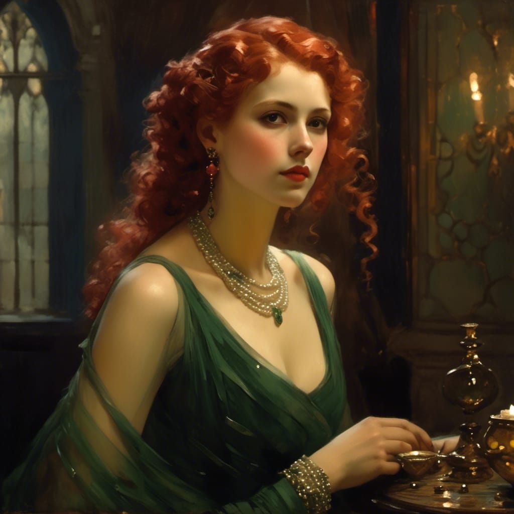 Elena the Pale Vampiress in Romantic Realism Style