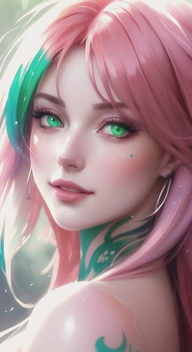 Rias Gremory Portrait with Emerald Eyes in Anime Style