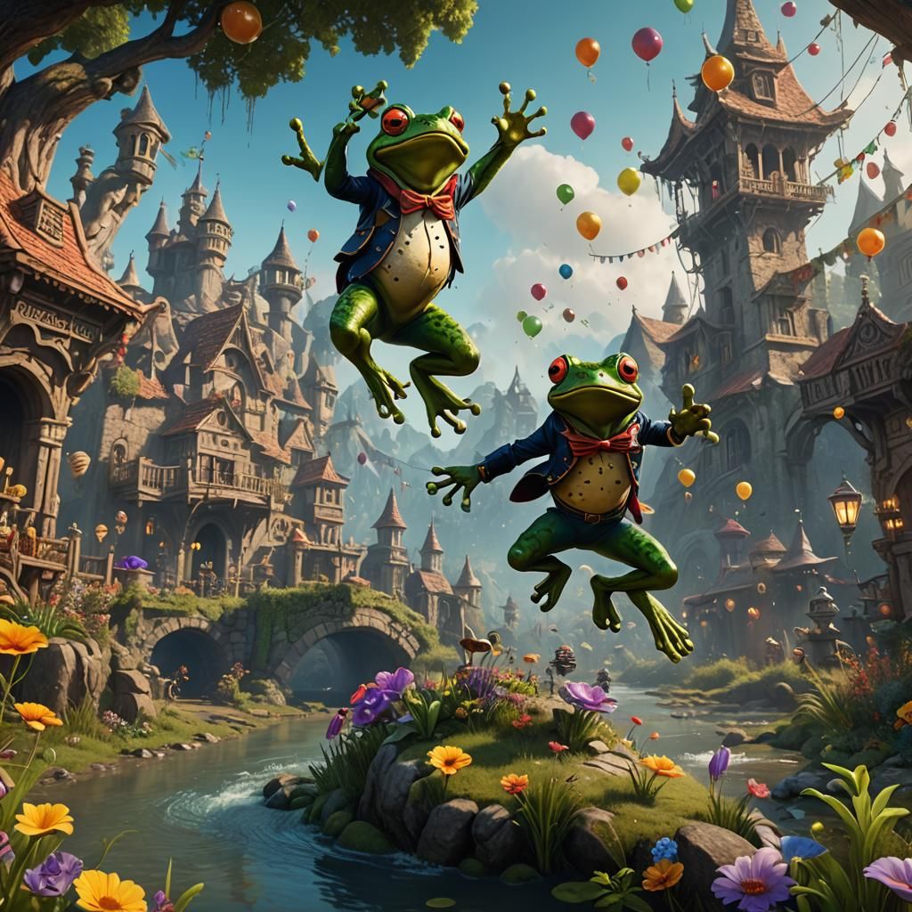 Celebration Jumping Frog: Detailed Matte Painting