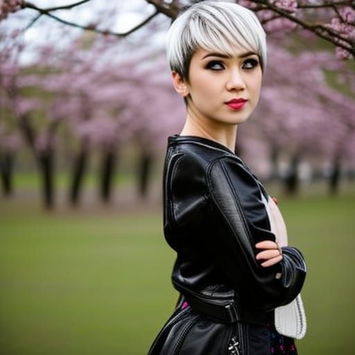 Punk Rock Girl with Cherry Blossom: Professional Photography