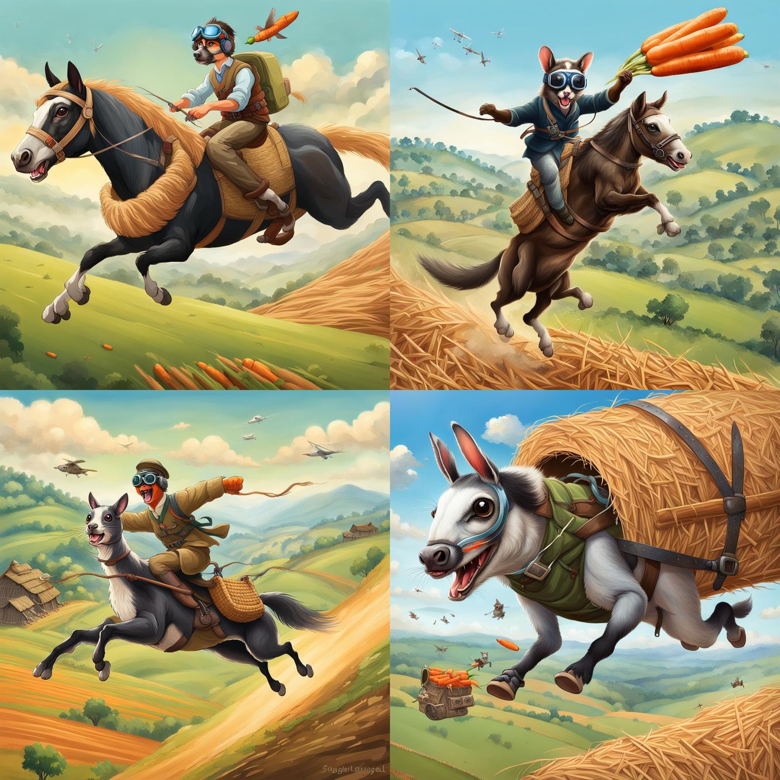 Whimsical Flying Horse with Aviation Goggles