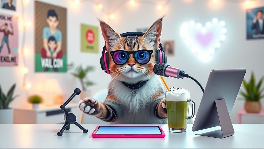 Gen Z Cat Vlogging in Pastel Bedroom