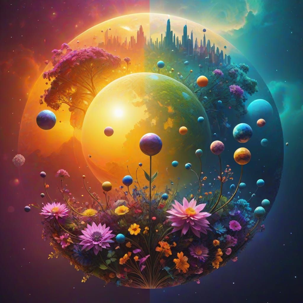 Surreal Cosmic Blooming in Vibrant Colors