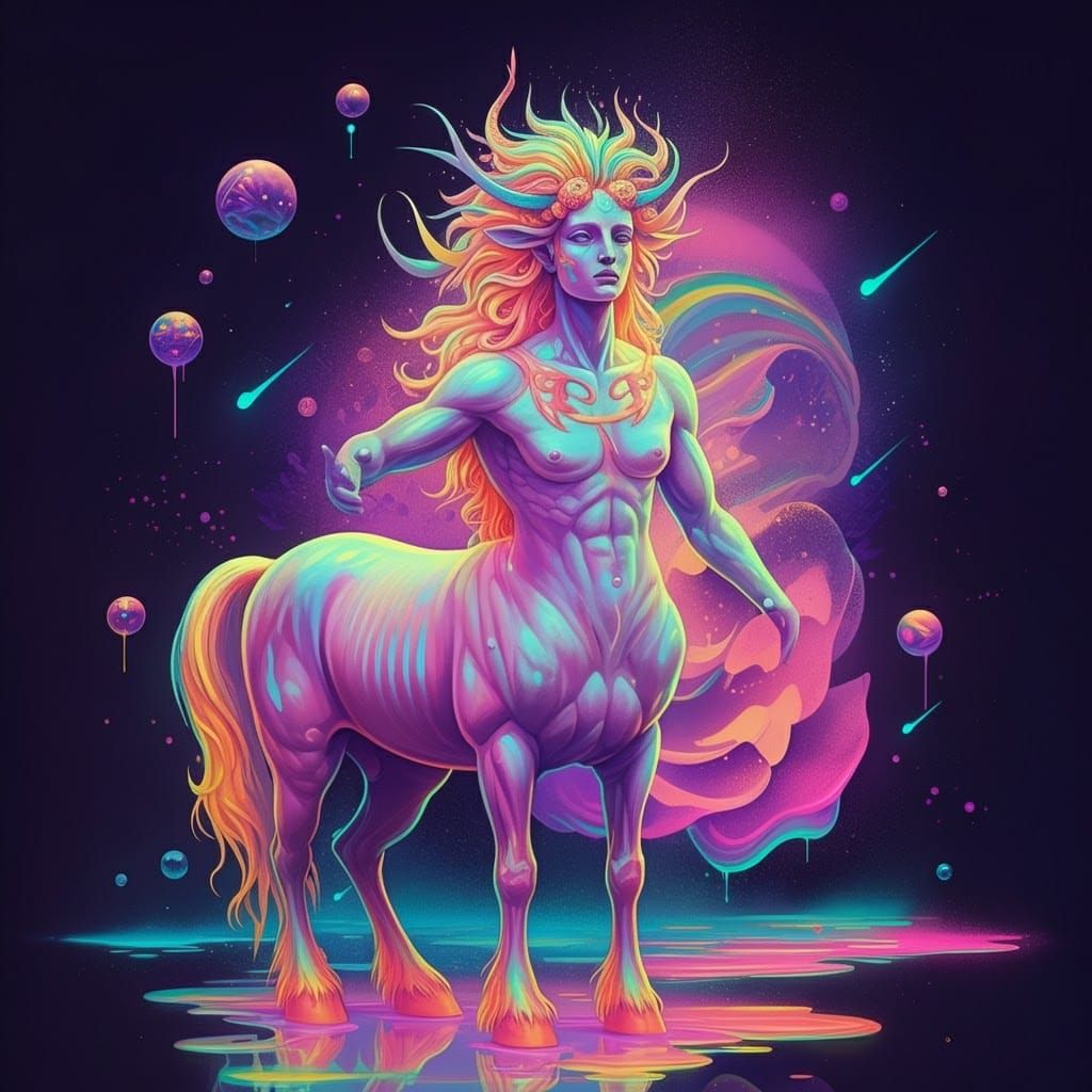 Iridescent Centaur in a Kaleidoscopic Dreamscape