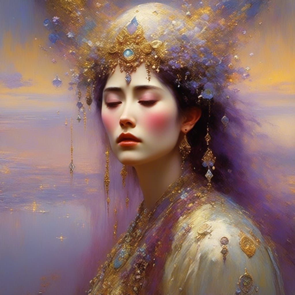 Sculpted Face of Loneliness with Crystalline Tears